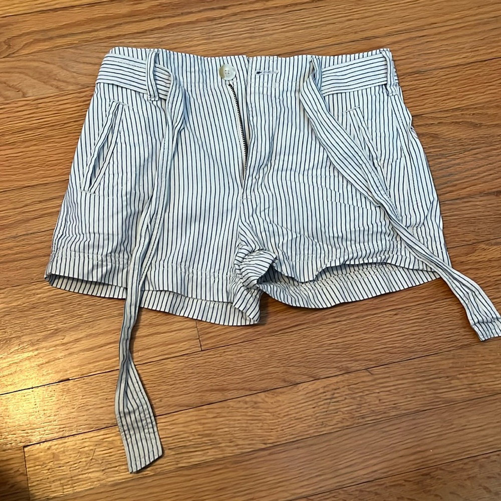 Beachy Blue and White striped tie shorts